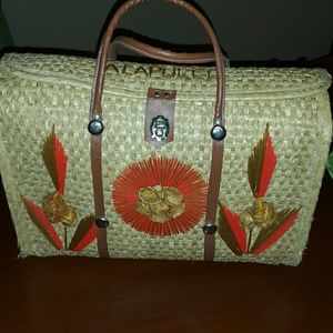 Vintage Mexican wicker hand bag